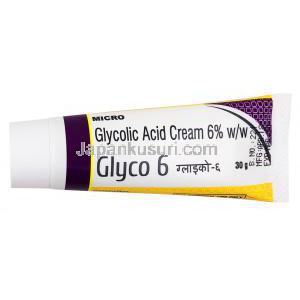 グライコ 6, グリコール酸 クリーム　6%, 30g, チューブ表面